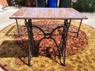 Cast Iron Table With Marble Top Entrance Table 31 1/2” L x 20” W x 30” H