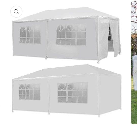 10\'x20\' Outdoor Canopy Tent. W (\'hite Gazebo Pavilion with 6 Side Walls/\'1