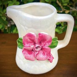 Vintage Capodimonte Porcelain Fine Art Flower Cream Pitcher Italy Orig Antique Marked Floral Creamer Bud Vase ORIGINAL Italy Italian Bud Vase Artist