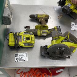 Ryobi 3 Pc Cordless Combo Tool Set 2 Batteries And Charger 