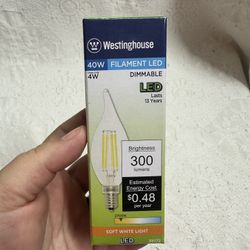 Westinghouse 40w CA11 Dimmable Clear Filament LED Light Bulbs Candelabra 6 Pack