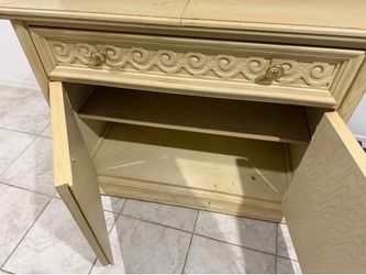 Pulaski Expandable Drop-Leaf Console Table / Storage Cabinet – Antique Cream Finish