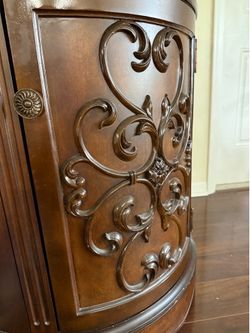 Matching Half Moon Accent Entryway Cabinets – Solid Wood (Pair)