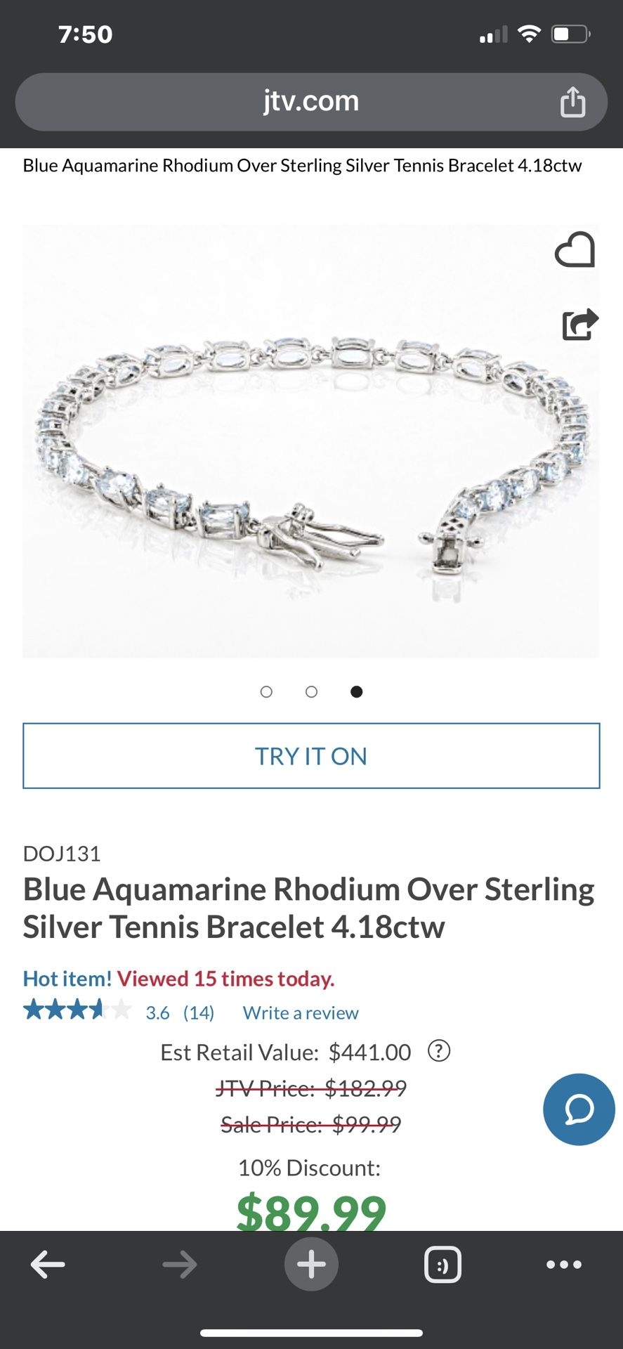 Aquamarine Rhodium 4.18 Ct Bracelet In Sliver