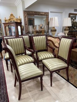 Set of 6 Neoclassical Style Striped Dining Chairs🌷$250 for All