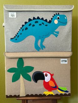2 Large collapsible fabric Kids Toy Chests / organizers w flip top lids and side handles.