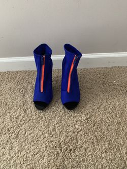 Aldo electric blue and pink heel boots