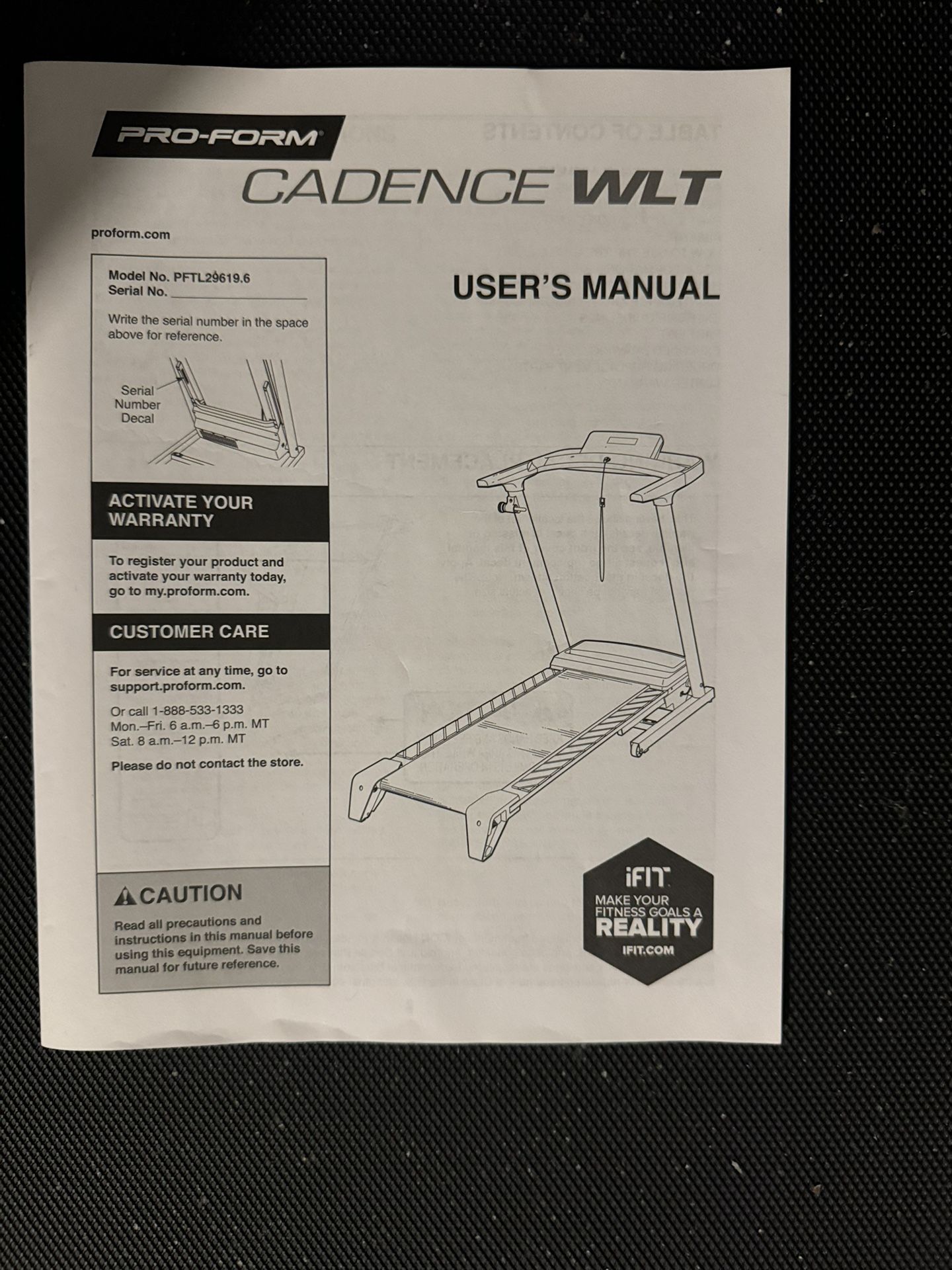 Proform cadence wlt manual sale