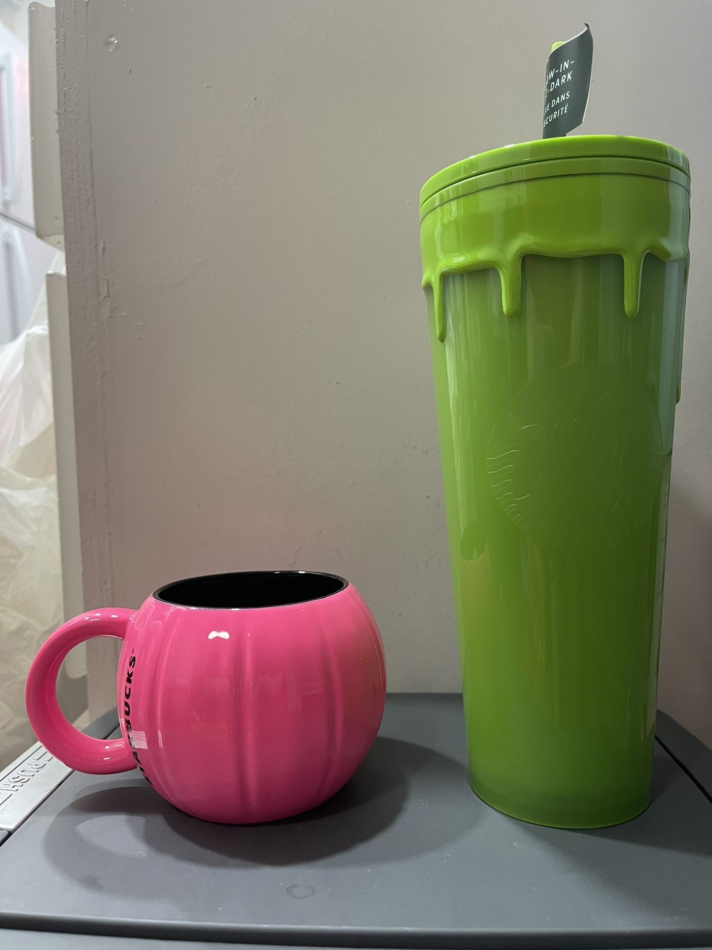 Starbucks pink pumpkin cup And slime tumbler Oogie Boogie Starbucks Cup