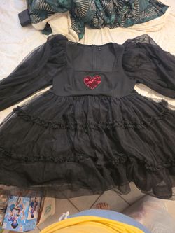 Black Tulle Mini Dress with Sequin Heart