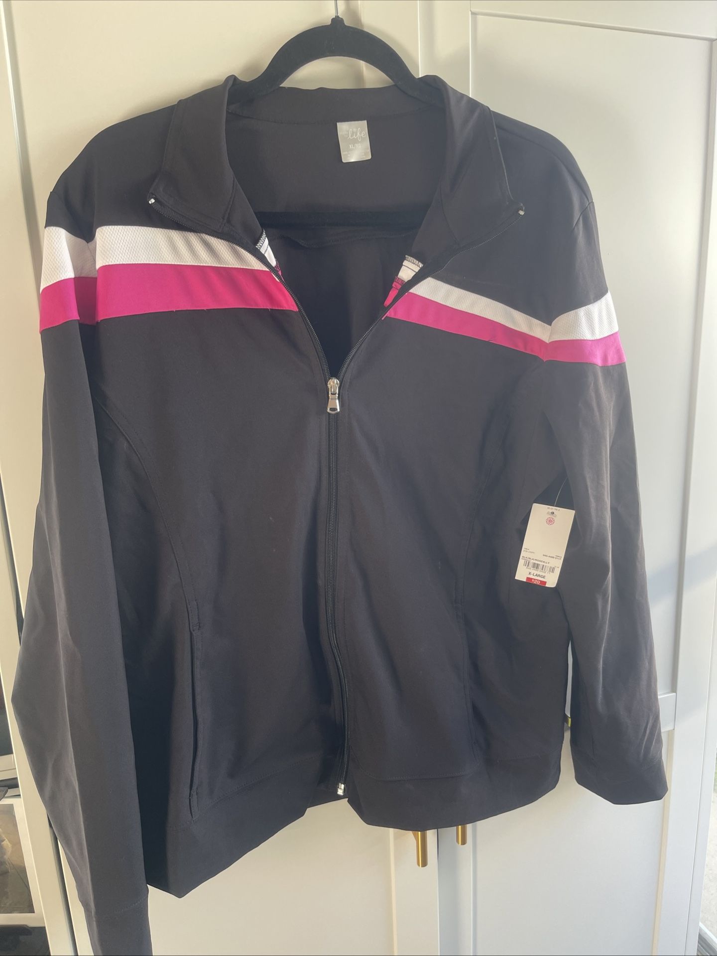 Made for Life Athletic Track Jacket Black, Quick-Dri, Full Zip, XL