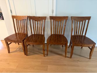 Wooden dinning room chairs and bench- pottery bar