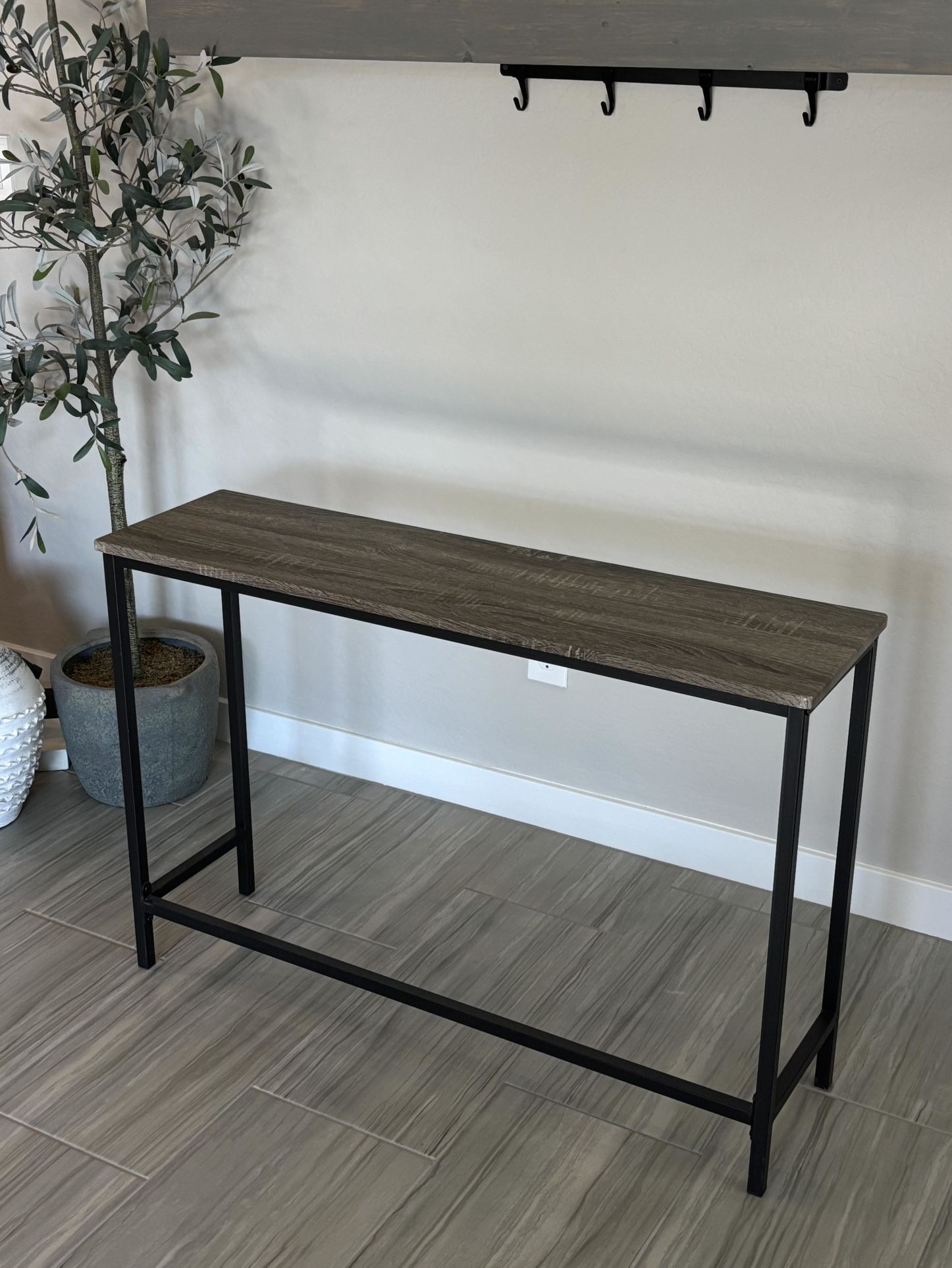Wood top side console table