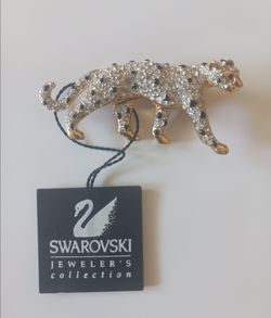 Vintage Swarovski Crystal Panther Brooch