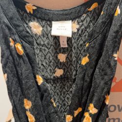 Fall Black With Yellow Flowers Dress M Size 