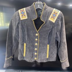 Vintage Arturo Echo Mountain Beaded Suede Western Jacket – Size S (Rare)