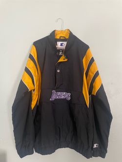 STARTER Los Angeles Lakers Anorak Pullover Jacket G-III Black Yellow Men's Size L Retro Style