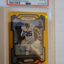 2023 Prizm RC Rookie Demarvion Overshown Gold Auto #/10 PSA 10