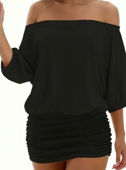Women's Dress Trendy Off-Shoulder Ruched Party Dress Lightweight Comfortable Mini Dress for Women Bodycon Sexy  Fit