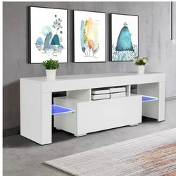 White TV Stand with LED Light for 55/60 inch TV new