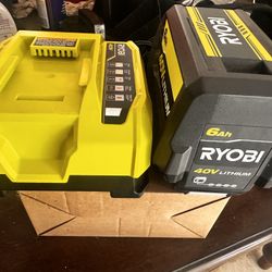 Ryobi 40V Charger & 6Ah 40V LITHIUM battery
