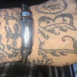 Silver Cable Bracelet W/ Inser Diamonds 