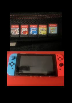 Used Nintendo Switch with carrying case & 5 Games