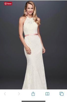 NWT Ivory Illusion Lace Halter Wedding Dress Size 8