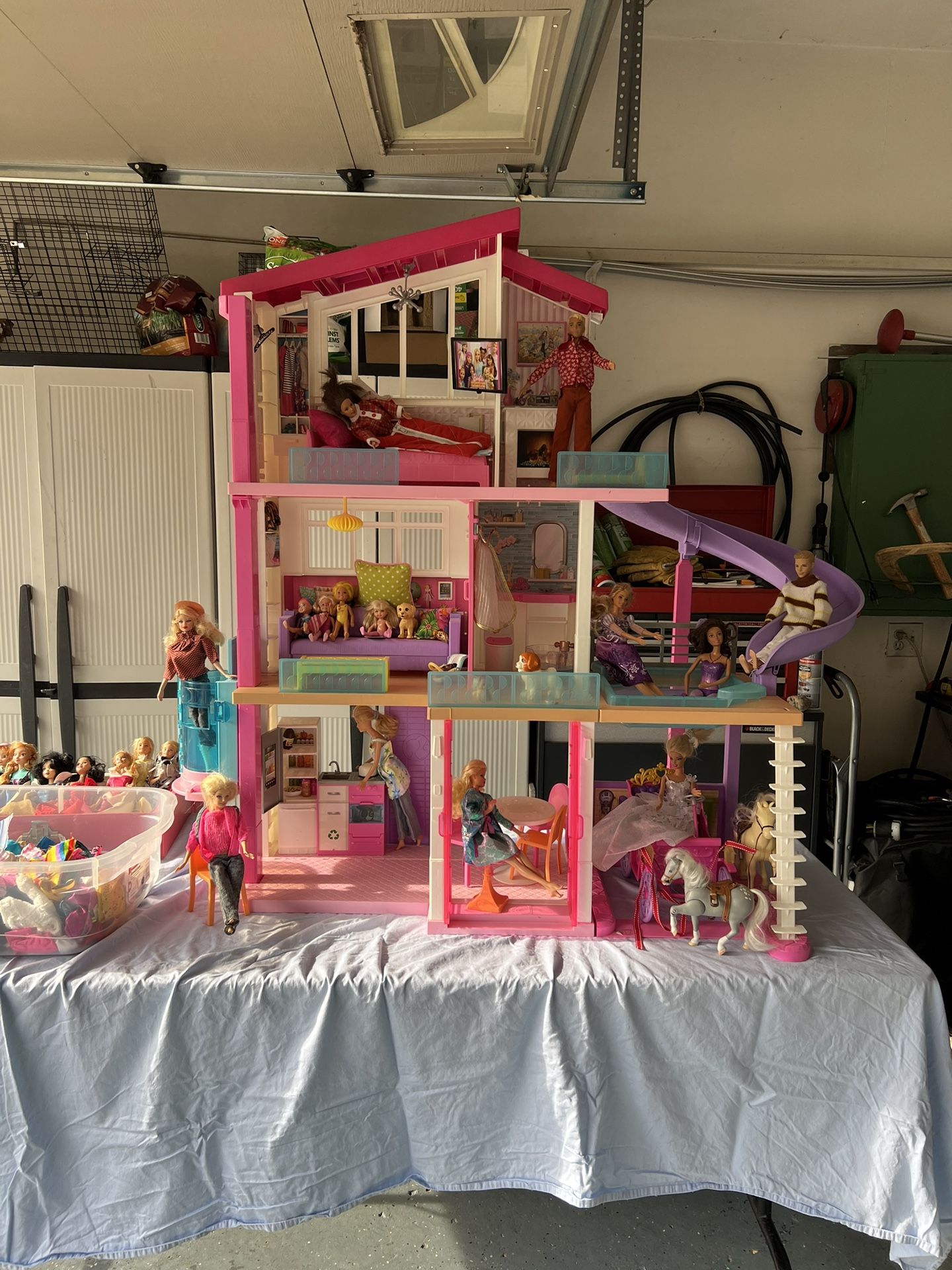 Barbies And Barbie House.