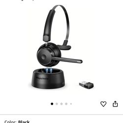 Bluetooth Headset, Wireless Headphone with Microphone for Computer, On Ear Bluetooth Headset with USB Dongle for Office Call Center Skype Zoom Meeting