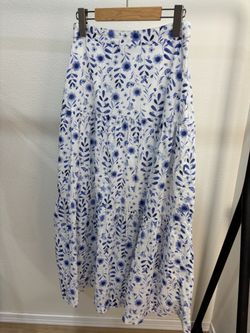 Gap White & Blue Floral Tiered Maxi Skirt
