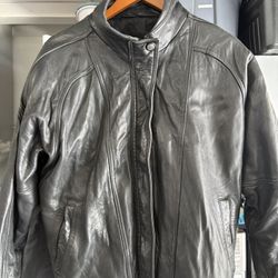 90s Vintage Express Black Leather Jacket M