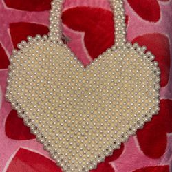 Beaded Pearl Heart Purse 