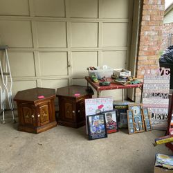 Hex End Tables Antique Set (2)