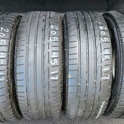 4 USED TIRES 205/45R17 BRIDGESTONE  $200 ALL 4 ($50 each)