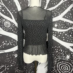 Francesca's Rhinestone Embellished Mesh Topc