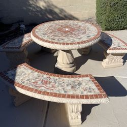 Concrete Table & 3 Benches