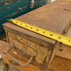 Vintage Metal Tool Box With Pull Handles