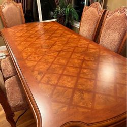 AICO by Michael Amini (model type) Dining table with China Cabinet & 6 Windsor Court dining armchairs