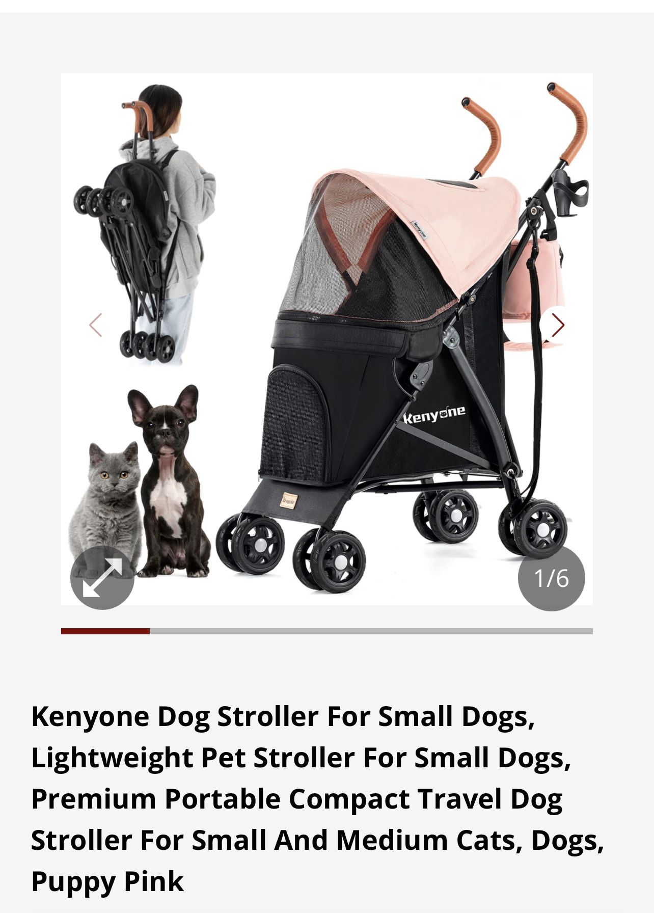 Kenyon Dog Stroller Dogs/Cats Lightweight Pink