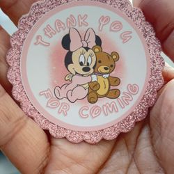 Personalized Minnie baby Shower Thank You Tags