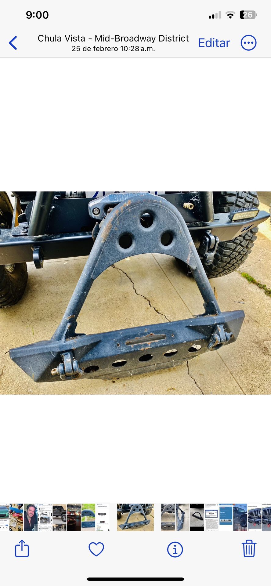 JEEP JK STEEL FRONT BUMPER WITH WINCH PLATE