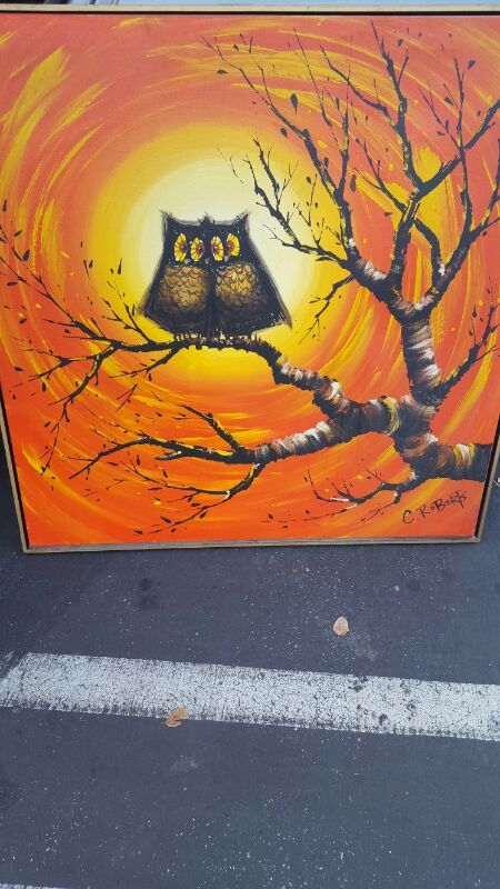 Vintage c.roberts owl painting