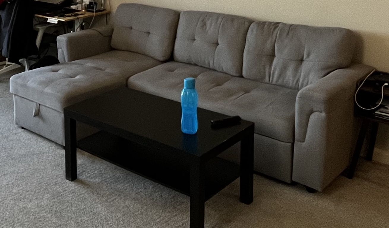 L-Shaped Sofa Bed w/ Storage — $130 (Used)