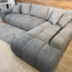 Grey Linen Sofa Sectional 