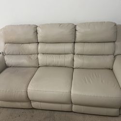 Powered recliner cream couch