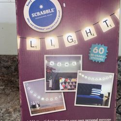 Scrabble 10 Tile String Light Set with Reusable Letter Stickers