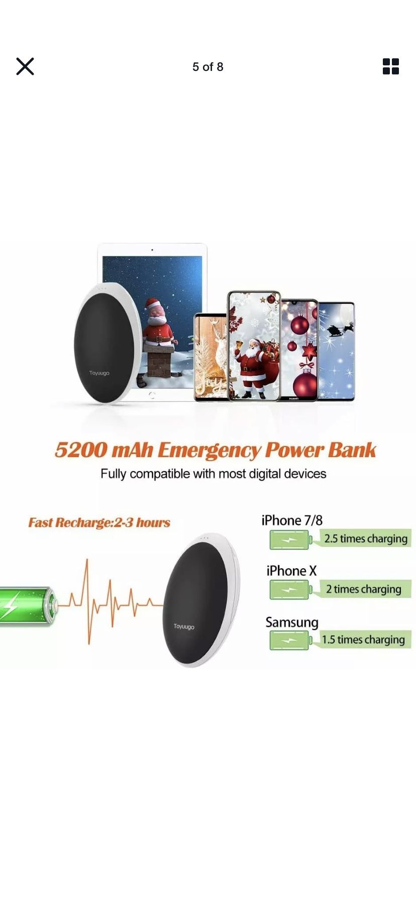 Rechargeable Hand Warmers Power Bank 5200mAh Electric Portable Pocket Hothands