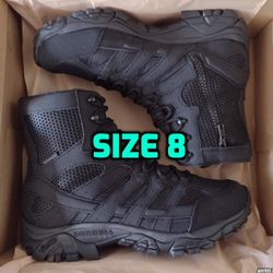 New Men's Merrell Tactical Waterproof Side-Zip Boot, Black , Size 8