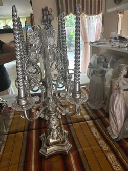 Silver Candelabra with Crystal Accents